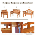 Miniatyrbillede 2 af 4: COSTWAY Sammenfoldelig Eucalyptus træ havebænk 2 pers. 123x54x96CM udendørs havebænk til terrasse, gårdhave, balkon