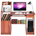 Miniatyrbillede 1 af 4: COSTWAY Computer Desk med Opbevaringsmøbel i Moderne Stil 16 x 45,5 x 111,5 cm (L × b × H) Stue og Hjem kastanj