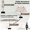 Miniatyrbillede 4 af 6: Dobbelt Haveparasol - COSTWAY - Beige - 460x270CM - Stål Polyester Lærred - Krank Beige