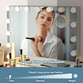 Miniatyrbild 2 av 6: COSTWAY Hollywood Makeup Mirror - 15 lampor, 10x förstoringsglas, pekskärm, 3 dimningslägen, Smart Bluetooth, USB - 58x48CM