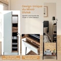 Miniatyrbillede 2 af 4: COSTWAY Fritstående smykkegarderobe - fuldlængde spejl, 3 farve LED-lys, indvendigt spejl, låsbar dør - brun