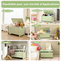 Pikkukuva 3 / 4: COSTWAY puinen lelulaatikko saranoidulla kannella ja 2 kahvalla, 60 x 33 x 37,5 cm (Px Lx K) Lasten makuuhuoneen säilytystila Grön