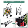 Miniatyrbillede 5 af 6: COSTWAY Sammenklappelig Shoppingvogn - 4 Hjul - 2 Kurv (48L + 10L), Stål - Maks. belastning: 20 KG - Indkøbskurv-Sort Svart