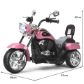 Pikkukuva 4 / 4: COSTWAY 6 V sähkömoottoripyörä lapsille skootteri 3 pyörän ääni- ja valotehosteella, maksiminopeus 3 km/h, 3 vuotta+ Chopper Style vaaleanpunainen Ljusrosa