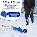 Pikkukuva 2 / 6: COSTWAY alumiininen lumilapio - 95 cm kaksisuuntainen terä 15° kallistettuna - U-kahva säädettävissä 90° - 2 luistamatonta pyörää