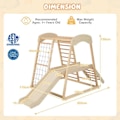 Miniatyrbillede 4 af 4: Trekantet Klatre- og Legesæt - COSTWAY - 6 i 1 i Træ med Rutschebane og Net / Stang til Klatring, Kravlen og Rutsje, 1 År+ Naturlig Naturlig