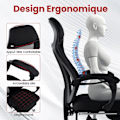 Miniatyrbillede 3 af 4: COSTWAY Ergonomisk mesh-kontorstol med fodstøtte, justerbart ryglæn, nakkestøtte, armlæn Højsæde 44,5-51,5 cm
