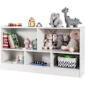 Miniatyrbillede 1 af 4: COSTWAY børne reol 111x30x61,5 CM med 5 rum og skridsikre puder, til legetøj, bøger, dukker, hvid Vit