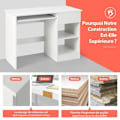 Pikkukuva 3 / 4: COSTWAY suora työpöytä 108 x 48 x 75 CM (P x L x K) - Liukuva näppäimistöalusta, 1 iso laatikko, 1 säädettävä ja irrotettava hylly valkoinen
