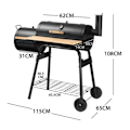 Miniatyrbild 4 av 6: COSTWAY Charcoal Grill-Fjärrrökare, Lock-2 Hjul-Eldlåda-Sidobord-Termometer, Grill, 115x65x108cm Svart