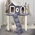 Miniatyrbild 1 av 4: COSTWAY Cat Tree Skrapstolpe 60 x 45 x 88CM Aktivitetscentrum Grotthus Nischer Förstärkta kolumner Stege Mörkgrå