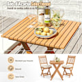 Miniatyrbillede 3 af 6: Have a seat at this costway dining table and two folding chairs for your garden. Made of acacia wood with soft cushions, featuring no armrests and re Naturlig