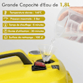Miniatyrbillede 5 af 6: COSTWAY damprenser Multifunktions dampmoppe 2000W 1,8L tank med 15 tilbehør 5,0 BAR Universalhjul til gulv Gul