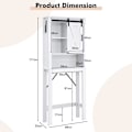 Pikkukuva 4 / 4: COSTWAY puinen WC-istuin, 3 hyllyä liukuovella kylpyhuoneeseen, 68 x 22 x 171 cm Vit