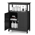 Miniatyrbillede 1 af 6: COSTWAY Badeværelse Skab med 2 Døre, Rum og Justerbar Hylde, til Stue, Entré, Køkken, 60x30x80 cm Sort