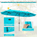 Miniatyrbild 3 av 6: COSTWAY Parasol Dubbel Trädgård Rektangulär 396 x 201 x 240cm - Viktad Bas, 12 Metallribbor, för Terrass Grön