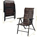 Miniatyrbillede 2 af 6: COSTWAY Havestole i Rattan, 2 Stk med Justerbar Ryglæn til Udendørs og Indendørs, 71x58x111cm, Brun