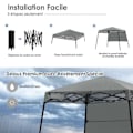 Miniatyrbillede 2 af 4: COSTWAY Foldsøjle til Have 182 x 182 cm Solbeskyttelse 2 Højder med Halv Væghylde Bæretaske til Fest Grå