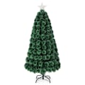 Miniatyrbillede 1 af 4: COSTWAY 150 cm kunstigt juletræ, med 170 LED-lys, 8 lystilstande, lysende stjerne i toppen, fiberoptik