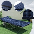 Miniatyrbillede 5 af 6: COSTWAY Velvet campingmadras, 190 x 70 x 7 cm, med 4 fastgørelsesstropper Sengefastgørelseslomme, rejsevandring, blå