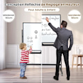 Miniatyrbillede 2 af 6: COSTWAY Magnetisk tavle 120 x 90 cm Dobbeltsidet vendbar tørsletning 2 justerbar højde 4 mobile hjul Sort