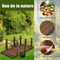 Miniatyrbillede 4 af 4: COSTWAY Gran Garden Bridge 150 x 67 x 55 cm karboniseret med sikkerhedskæder til vandløb, have, gårdhave, belastning 225 kg