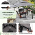 Miniatyrbild 2 av 4: Grill Gazebo 318 x 153 cm COSTWAY-Sidmarkis-2-våningstak-2 sidohyllor-Fjädringskrokar-Flasköppnare