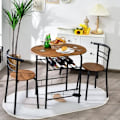 Miniatyrbillede 2 af 4: COSTWAY Spisebordsensemble med 2 Stole, Køkkenbord: 80 x 53 x 75 cm (L x B x H) Brun + Sort Metalramme Brun + Svart