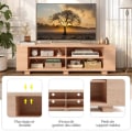 Miniatyrbillede 3 af 4: COSTWAY 65" tv-stativ med 4 rum, justerbare hylder, 4 kabelføringshuller, stue, soveværelse, 150x39x45 cm Natural
