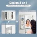 Pikkukuva 3 / 6: COSTWAY Kylpyhuoneen seinäkaappi Riippuva wc-säilytyskaappi ovilla ja 6 hyllyllä 65 x 17 x 63 CM Valkoinen Vit