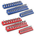 Miniatyrbild 1 av 4: COSTWAY 6 Metrisk och SAE Socket Organizer 1/2", 3/8", 1/4" Drive Kraftfull magnetisk bas för verkstad