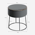 Miniatyrbillede 5 af 6: COSTWAY Rund Velvet Dressing taburet, osmannisk skammel, metalbund, til stue, soveværelse, entré, 35 × 35 × 41 cm, Grå