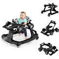 Pikkukuva 1 / 6: COSTWAY Musical kokoontaittuva Baby Walker 4 in 1 -auton ulkonäön työntäjä, säädettävä korkeus ja nopeus kevyellä mustalla ohjauspyörällä Svartvitt