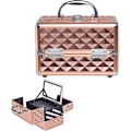 Miniatyrbillede 1 af 4: COSTWAY Makeup-etui med spejl og lås Bærbart skønhedsetui 23 x 15 x 18 cm til toiletbord, syudstyr