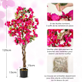 Miniatyrbild 6 av 6: Lot 2 Konstgjorda Bougainvillea-träd av 120 cm - COSTWAY - Blomma i kruka av plast med rosa blommor i full flora