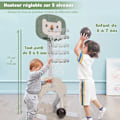 Miniatyrbillede 4 af 4: COSTWAY 3-i-1 multifunktionel basketball bøjle - 5 justerbare højdeniveauer 77-116 cm - Inkluderer basketball & fodbold & golfspil Beige