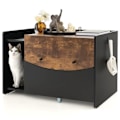 Miniatyrbillede 1 af 4: COSTWAY Cat Toilet House - Foldedør, Krog, Skydeskuffe med Hjul - Møbler til kattebakke