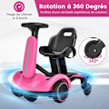 Pikkukuva 2 / 4: COSTWAY Driftable Electric Kart 6V/5 Ah lapsille, 5 pyörää, säädettävä istuin, ohjauspyörä, 360° kierto, 5 km/h, 3-8 vuotta, vaaleanpunainen Rosa