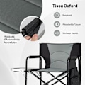 Miniatyrbillede 3 af 6: COSTWAY Høj Foldbar Havestol 116,5 cm med F oldbar Sidebord og Fodstøtte, Krus-holder, Netopbevaringspose svart och grått
