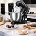Miniatyrbillede 2 af 4: COSTWAY elektrisk standmixer med skål i rustfrit stål 4L 1300W ved 6 justerbare hastigheder med piskeris, piskeris, krog sort