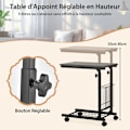 Miniatyrbillede 3 af 6: COSTWAY C Roulante Bordbord, Justerbar Højde 58-80 cm, med Opbevaringskurv, til Bærbar Computer, Grå