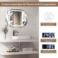 Miniatyrbild 4 av 4: COSTWAY Oval badrumsspegel med LED, anti-dimma, 3 färger, minnesfunktion, tids-/temperaturdisplay, splittringssäker