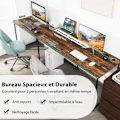 Miniatyrbild 2 av 4: COSTWAY Hörnskrivbord - 150 x 150 x 74 CM - Justerbart till rakt skrivbord, stort bord för 2 personer Rustikbrun rustikt brunt