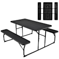 Miniatyrbillede 1 af 4: COSTWAY campingbord med 2 foldbare bænke - 4 til 6 personer - til Picnic-Camping Sort