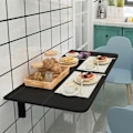 Miniatyrbillede 2 af 6: COSTWAY Foldevægbord - Sammenklappelige plader 80×60 cm (L x B) - Foyermøbler til Studerende, Lejligheder, Køkken Sort