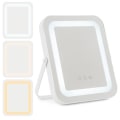 Miniatyrbillede 1 af 4: COSTWAY Square Makeup Spejl 25x30CM - Justerbart LED-lys, berøringsskærm, 360° rotation, hukommelsesfunktion, metalstativ