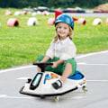 Miniatyrbillede 6 af 6: COSTWAY 24V elektrisk kofangerbil til børn - 360° rotation, driftbar, USB, radio og musik, 3 år+, 90 x 56 x 40 cm Vit + blå