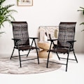 Miniatyrbillede 5 af 6: COSTWAY Havestole i Rattan, 2 Stk med Justerbar Ryglæn til Udendørs og Indendørs, 71x58x111cm, Brun