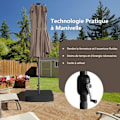 Miniatyrbillede 2 af 6: Parasol i Have XXL 48 LED - COSTWAY - 470 x 280 x 246 cm - Base og Sandpose - Solpanel - Firkantet Brun