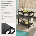 Miniatyrbillede 6 af 6: Desserte til Plancha 80 x 50,5 cm COSTWAY, Dobbelt Hylder, 4 Universelle Hjul, Håndklædeholdere, Grillvogn